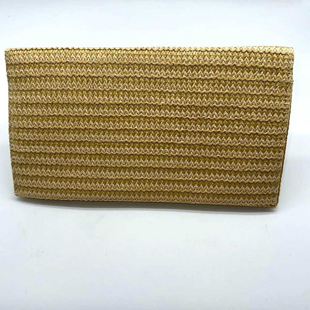 Bohemian Straw Weave Gold Hardware Clutch Purse - Picture 5 of 8